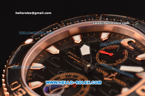 Ulysse Nardin Maxi Marine Diver Asia ST25 Automatic Rose Gold Case with Black Rubber Strap and Black Dial - Click Image to Close